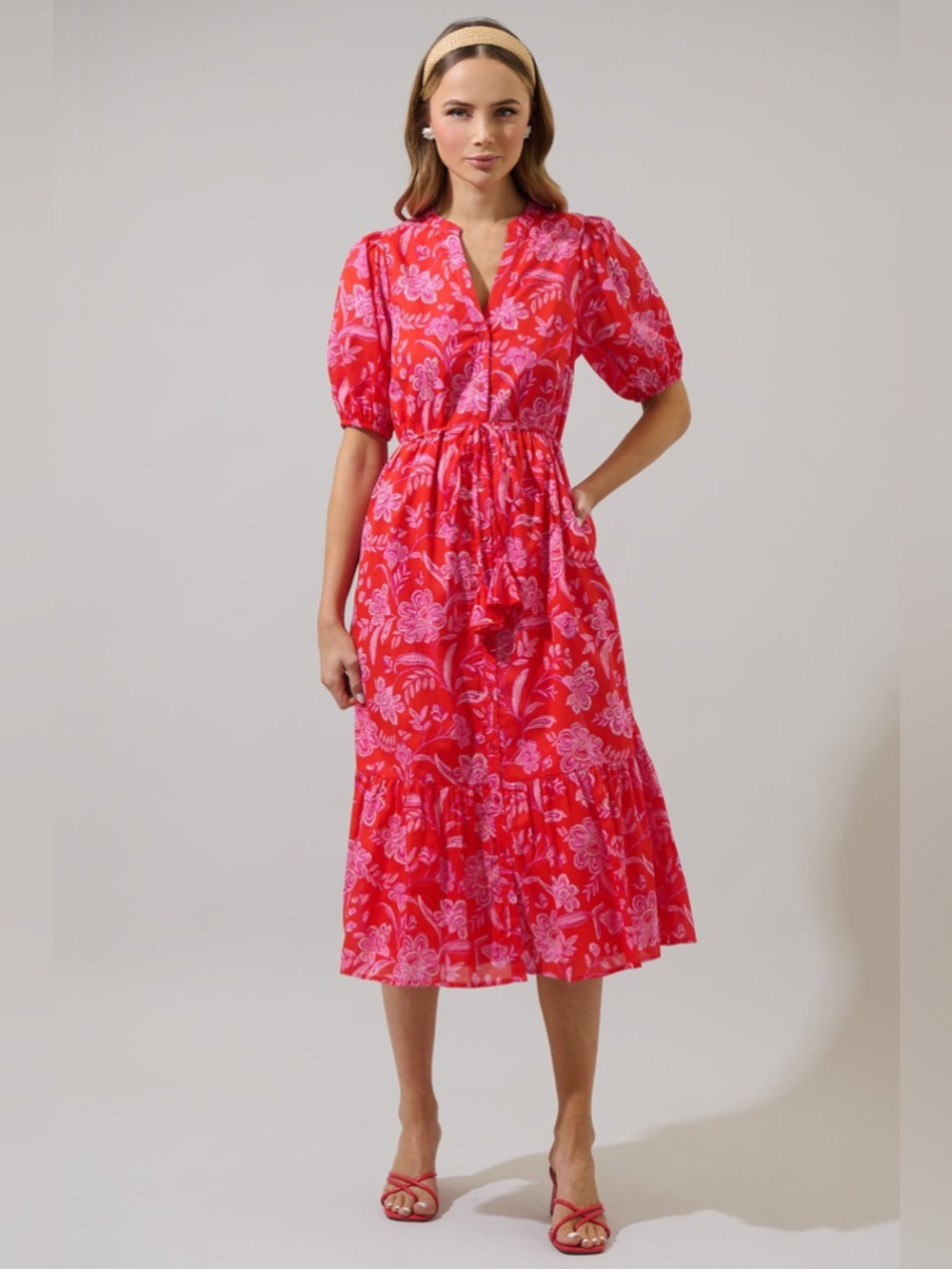 NWT Sugarlips Aria Floral Beth Button Down Midi - Picture 2 of 4
